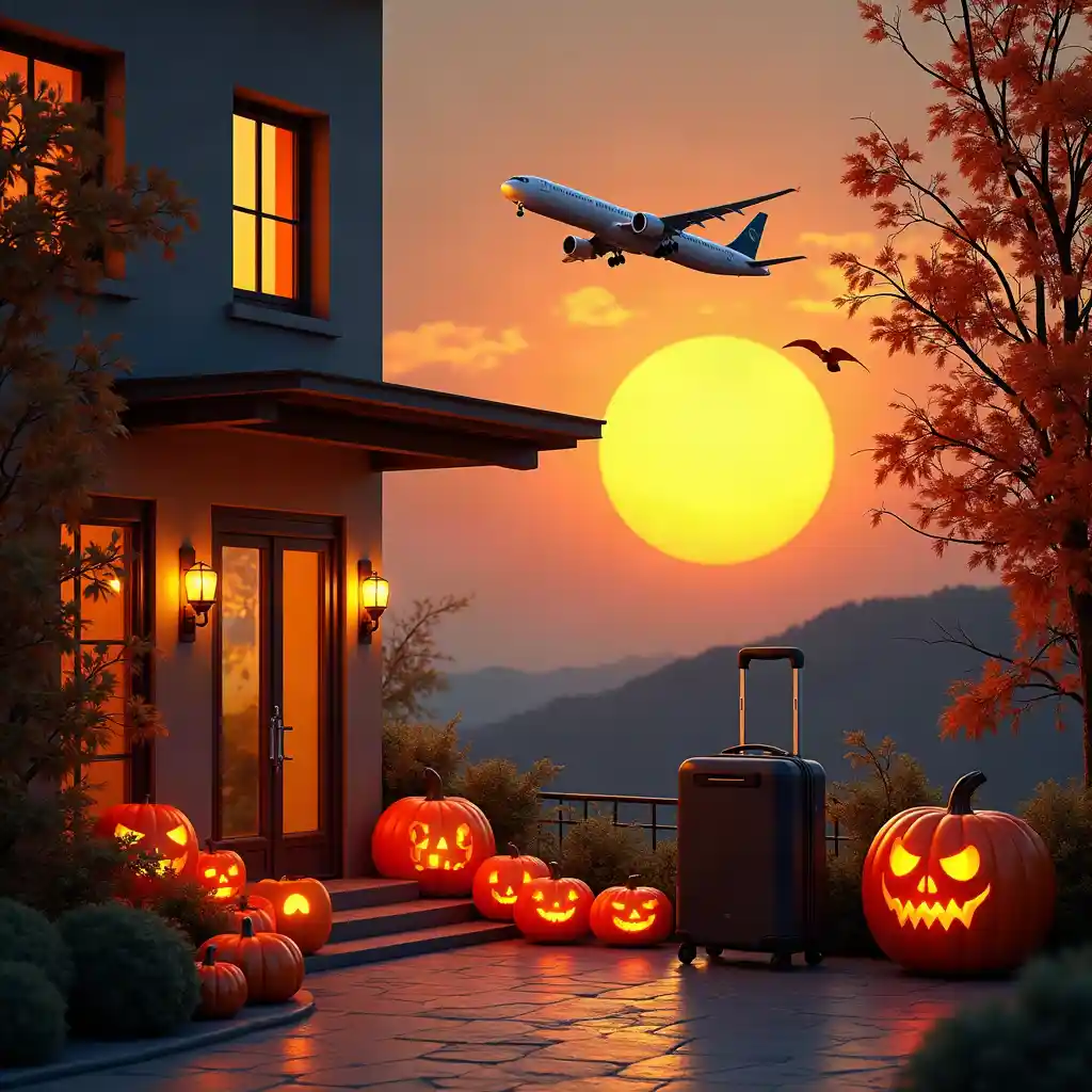 Halloween night flight and hotel getaway